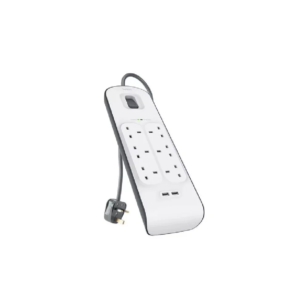 Belkin 6-outlet Surge Protection Strip with 2M Power Cord 18W White - Image 2