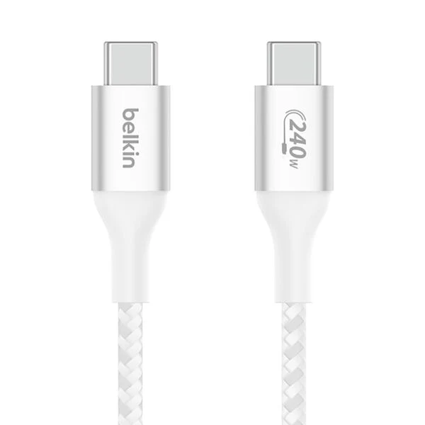 Belkin BoostCharge Double-Braided Nylon USB-C to USB-C Cable 2M White