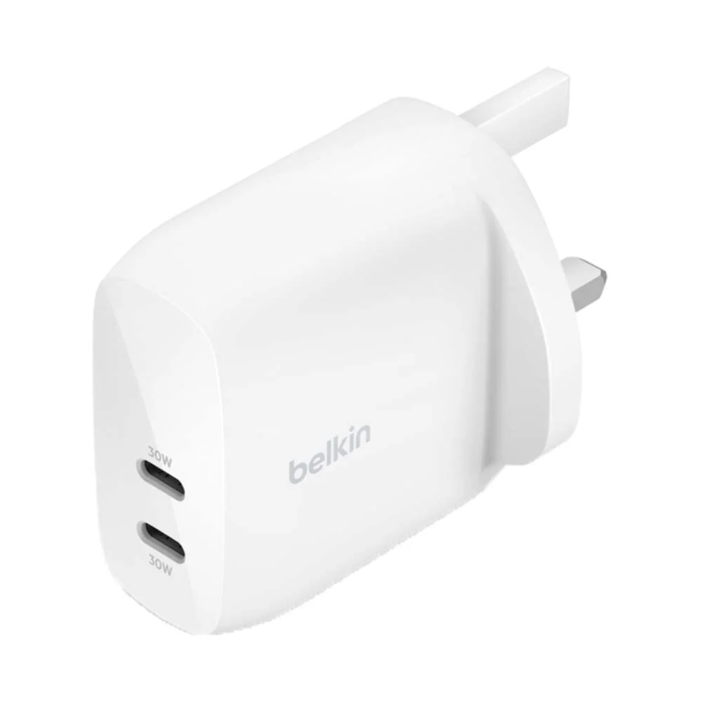 Belkin 2 Port USB-C Wall Charger with PPS 60W White