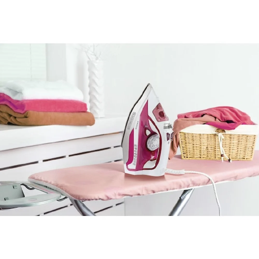Black + Decker 2400W Steam Iron with Auto Shutoff and Ceramic Soleplate Magenta X2400-B5 - Image 4