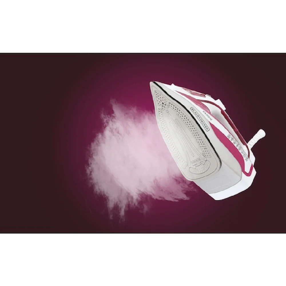 Black + Decker 2400W Steam Iron with Auto Shutoff and Ceramic Soleplate Magenta X2400-B5 - Image 7