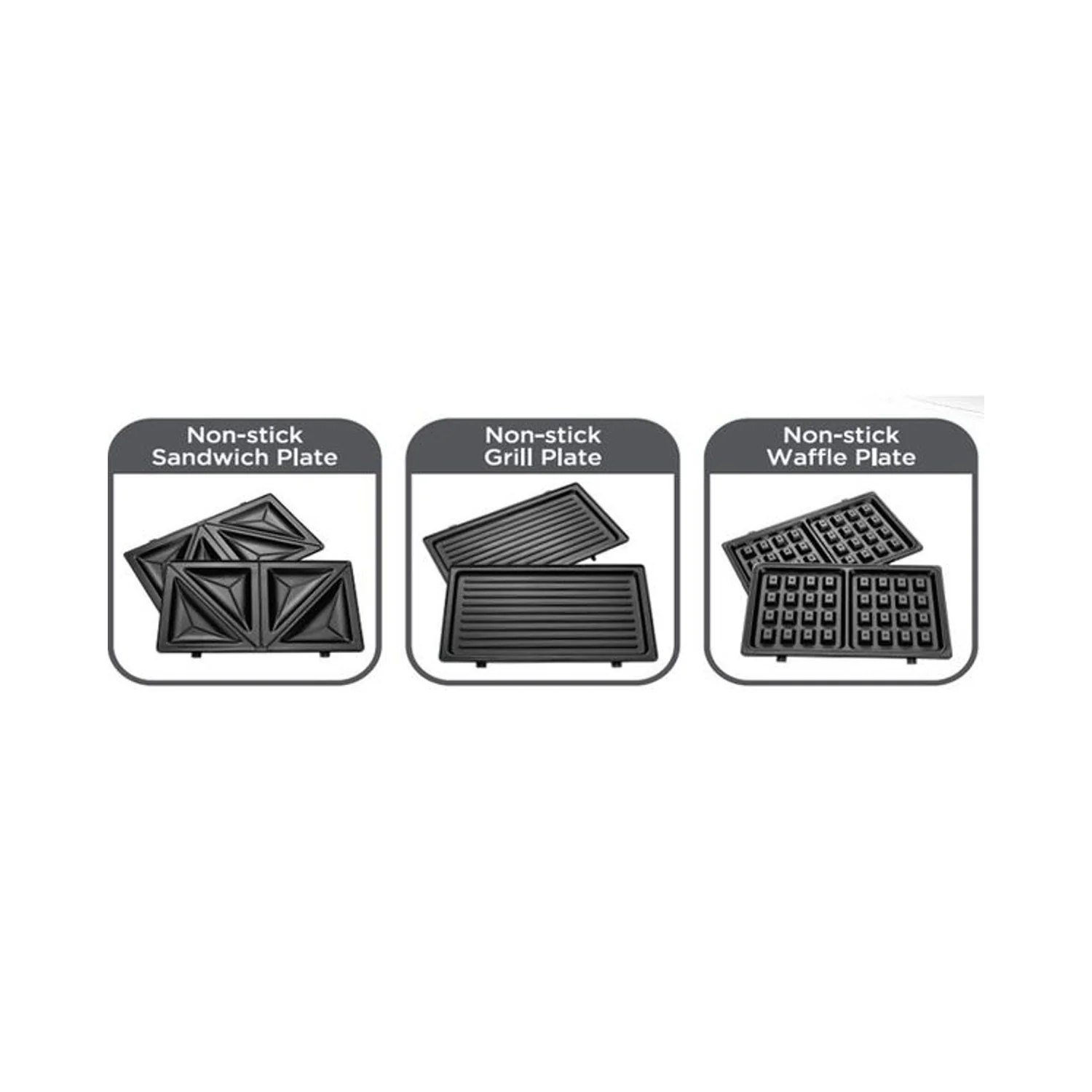 Black + Decker 3 In 1 Interchangeable 780W TS2130-B5, Grill & Waffle& Sandwich Maker Silver/Black - Image 4
