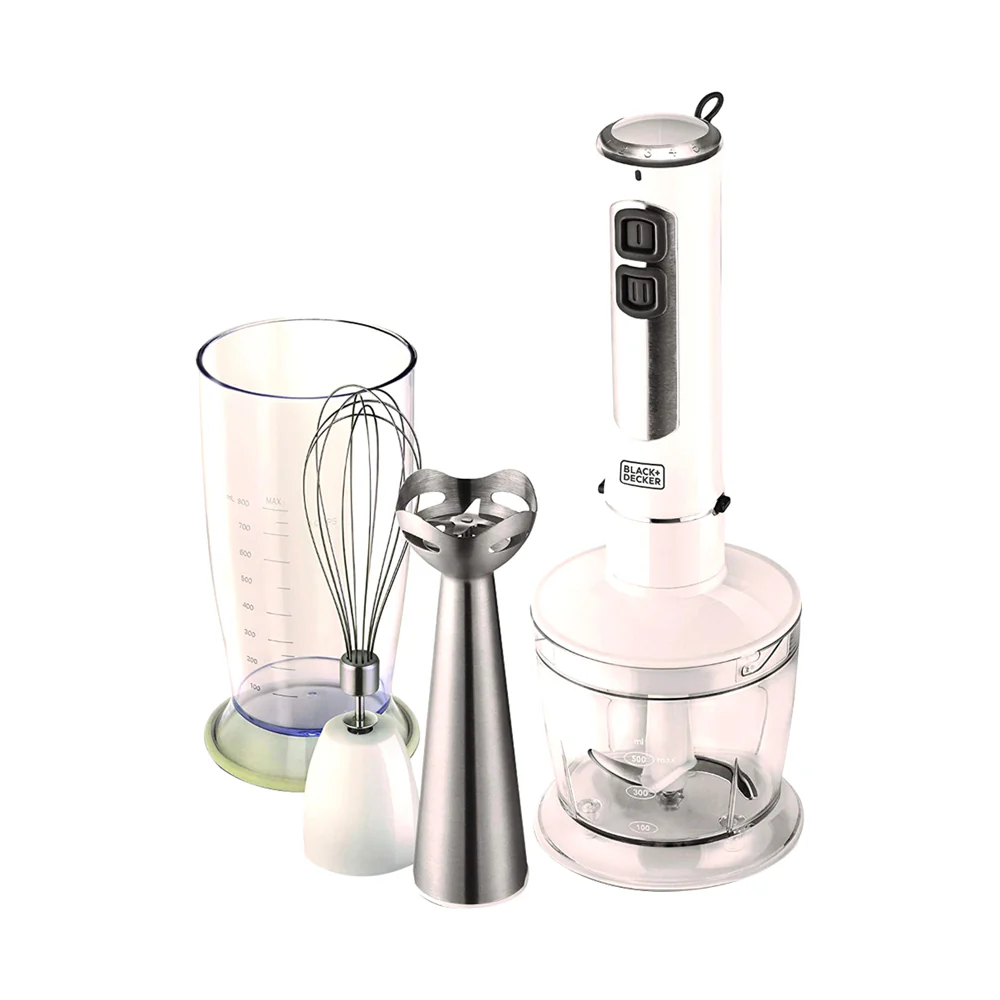Black + Decker 400W 4 In 1 Stainless Steel Stem Hand Blender With Chopper and Whisk White SB4000-B5 - Image 3