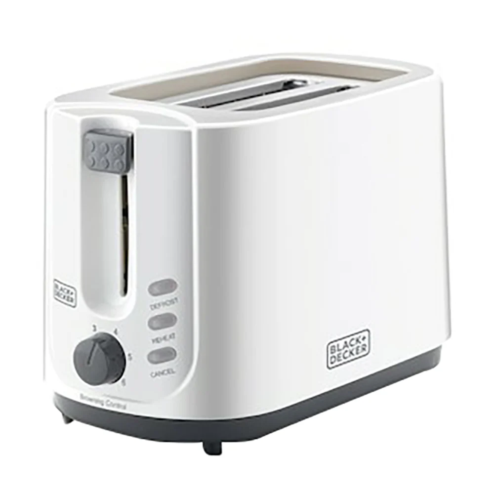 Black + Decker 750W 2 Slice Cool Touch Bread Toaster, White - ET125-B5