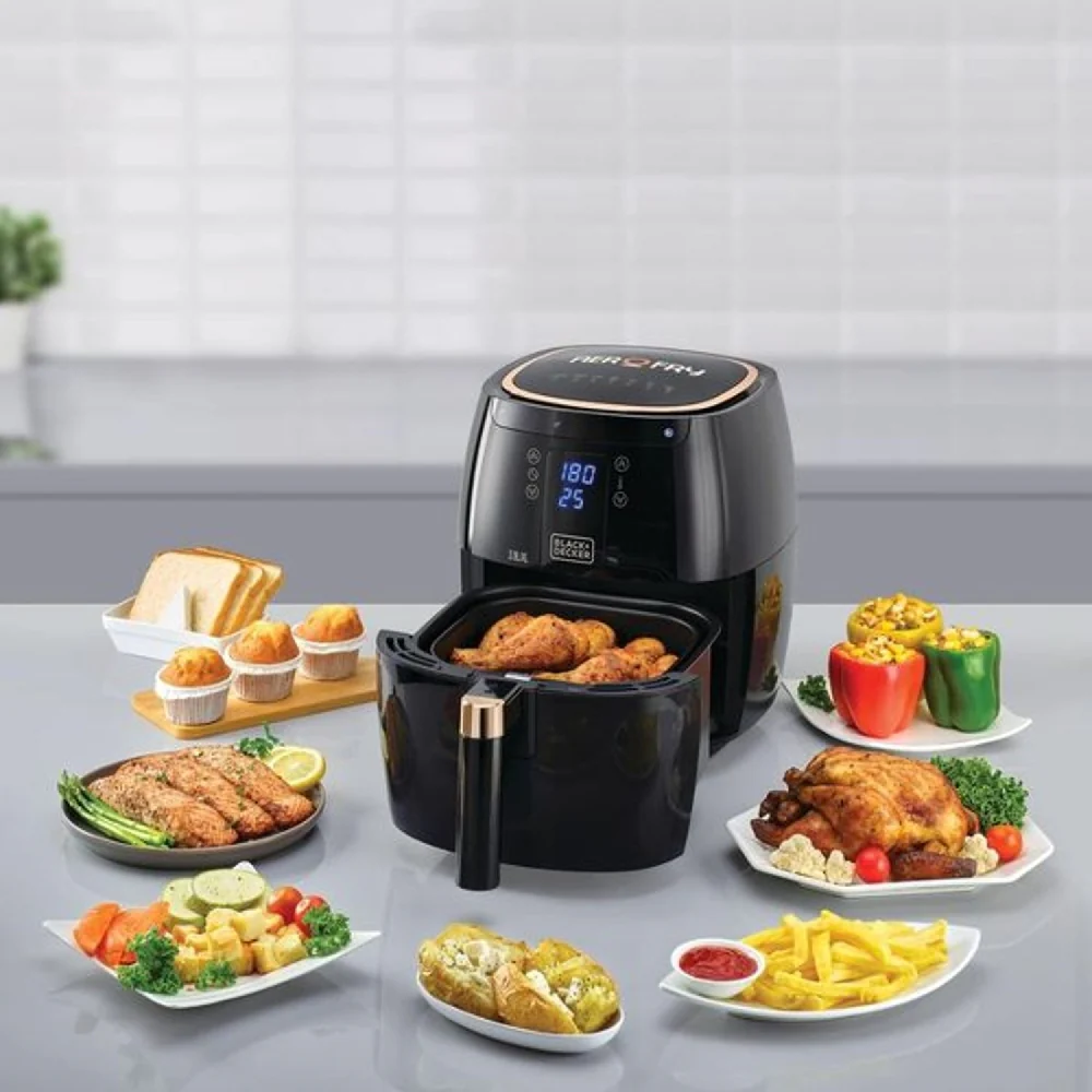 Black + Decker Digital 7-in-1 Multifunction Air Fryer 1500W 8.6L/1.4Kg Capacity With Rapid Hot Air Circulation For Frying, Grilling, Broiling, Roasting, and Baking AF5539-B5 - Image 5