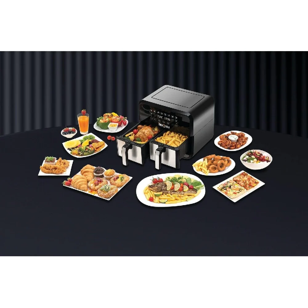 Black + Decker Digital Dual Zone Air Fryer 1700W 4L+4L Capacity With Rapid Hot Air Circulation For Frying, Grilling, Broiling, Roasting, and Baking DZAF1700-B5 - Image 4