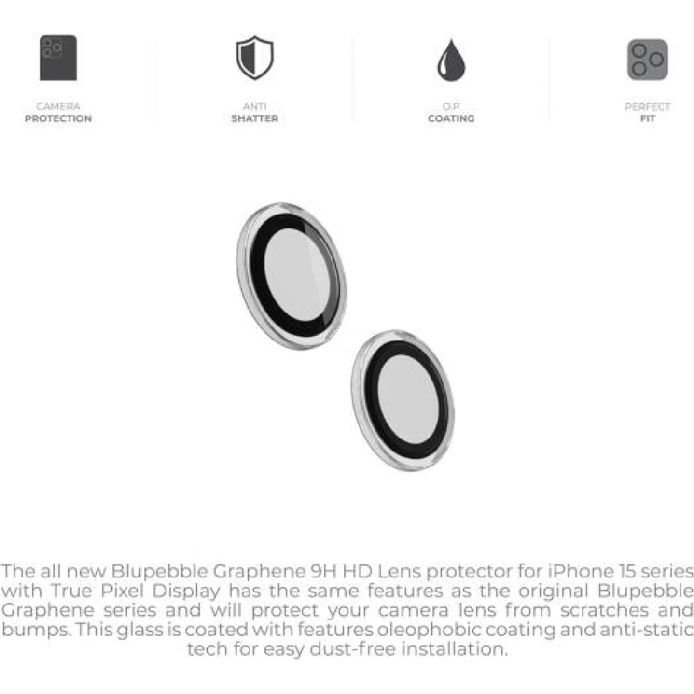 Bluepebble Graphene Camera Glass Lens Protection Clear for Apple Iphone 15 - Image 4
