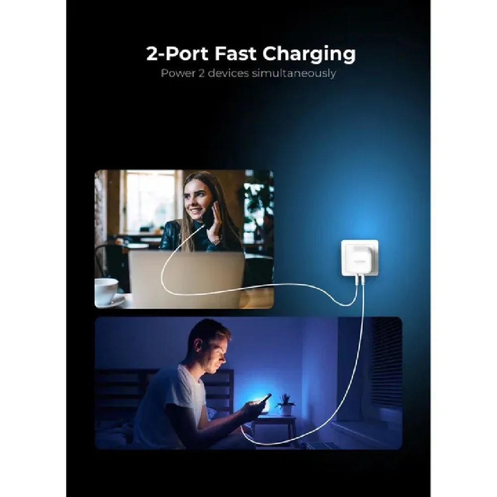 Blupebble 2-Port PD Gan Fast Charger Plug 45W White - Image 4