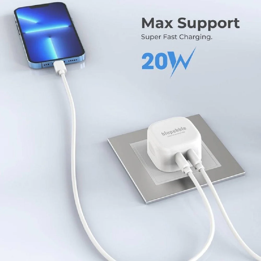 Blupebble 2-Port PD Gan Fast Charger Plug 65W White - Image 3