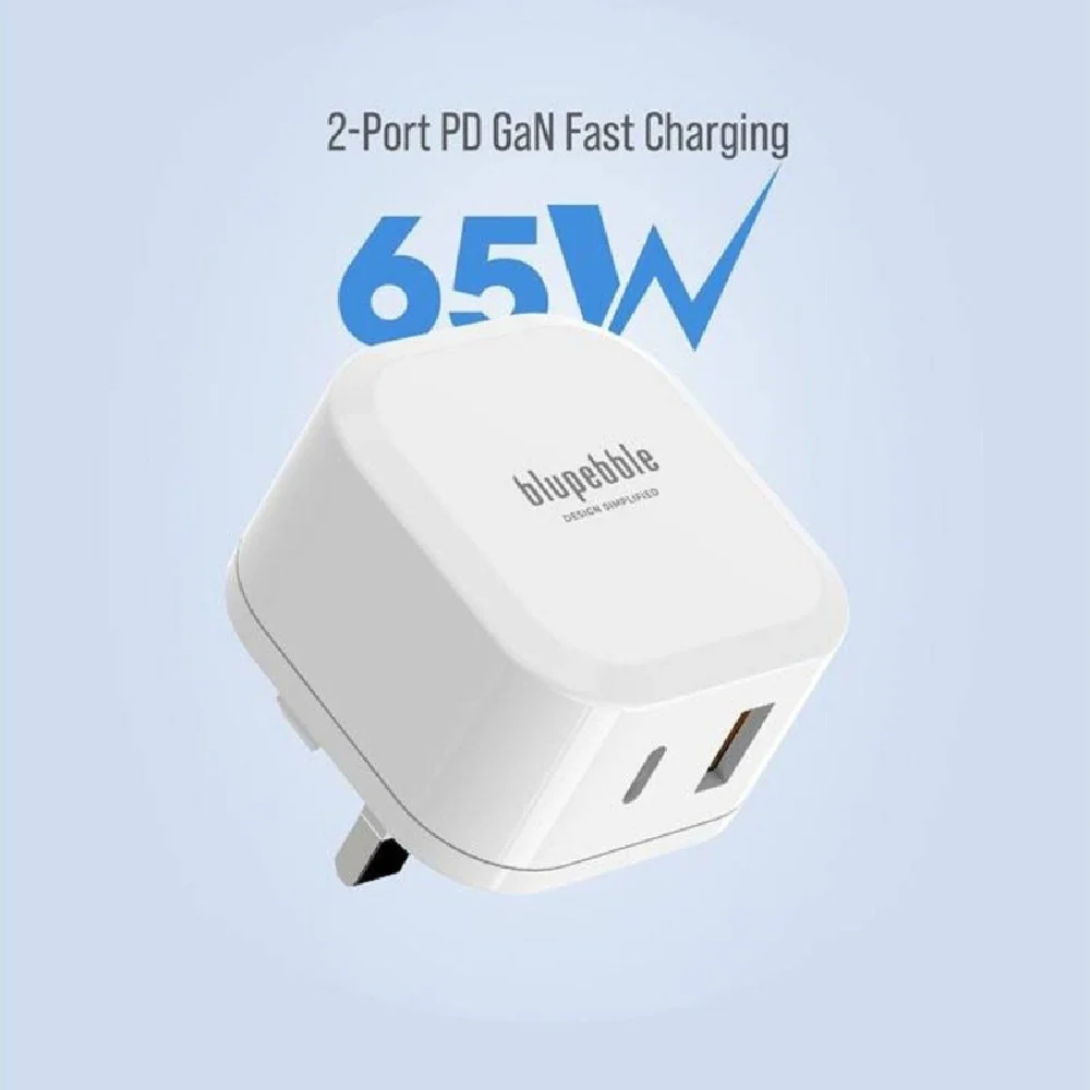 Blupebble 2-Port PD Gan Fast Charger Plug 65W White - Image 4