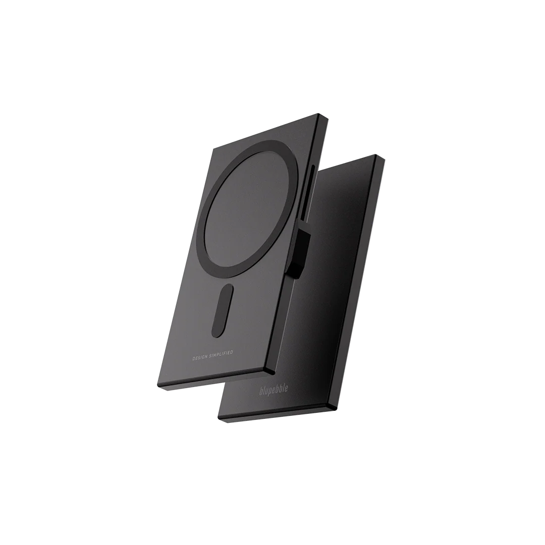 Blupebble 3-Card Standard Sized Magnetic Card Holder with RFID Protection, Black