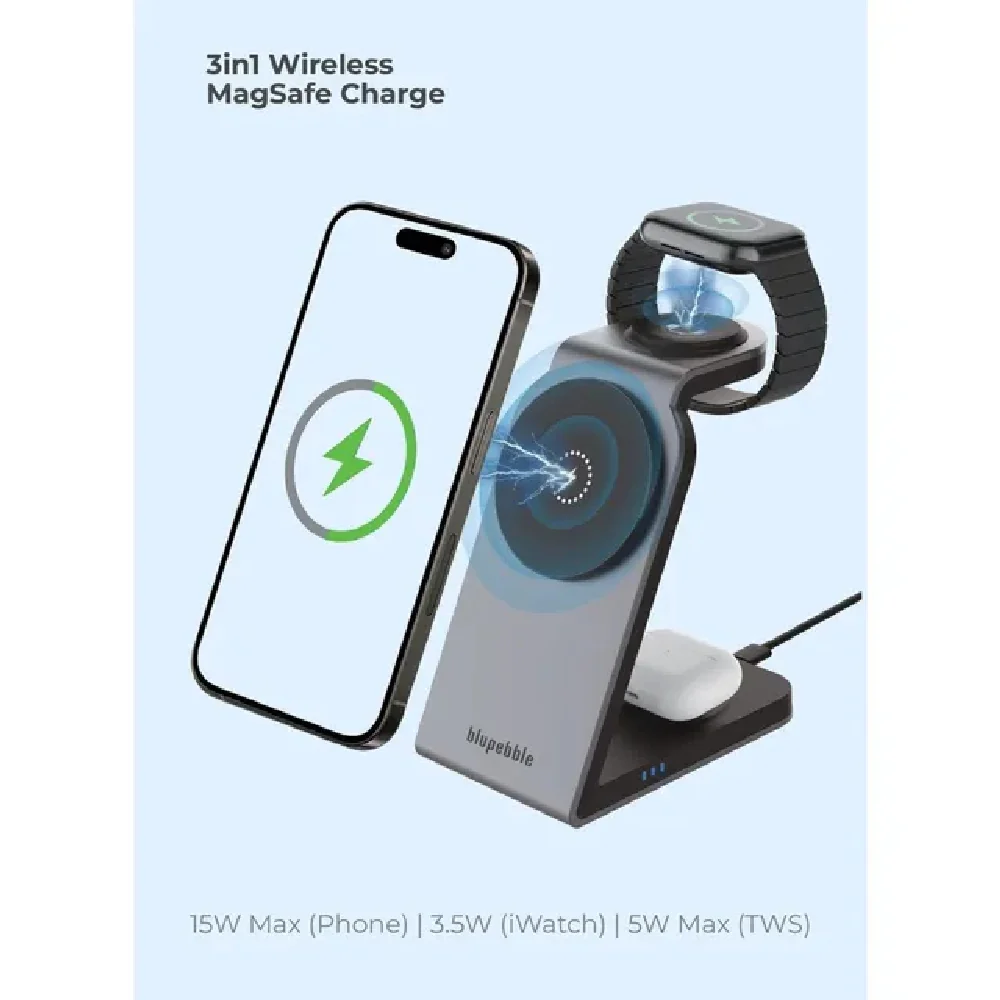 Blupebble 3-in-1 MagSafe Charging Stand Space Grey - Image 3