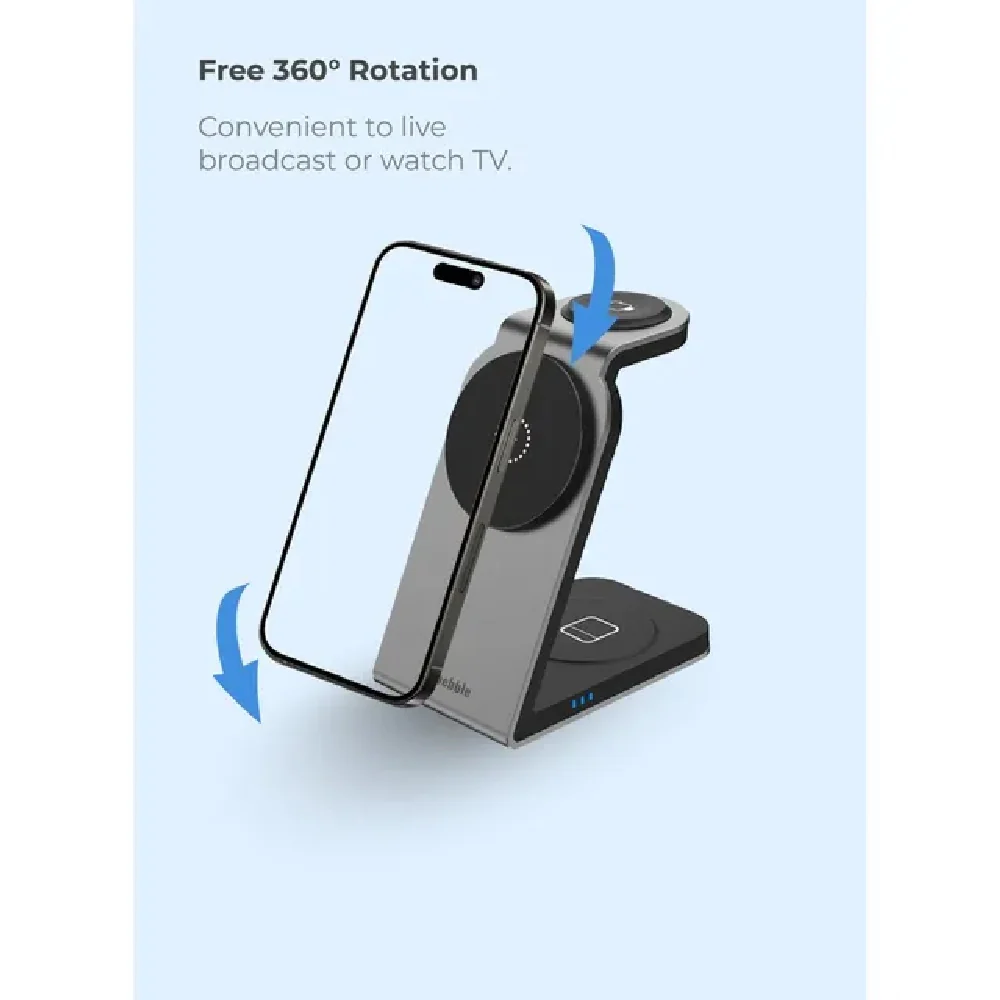 Blupebble 3-in-1 MagSafe Charging Stand Space Grey - Image 4