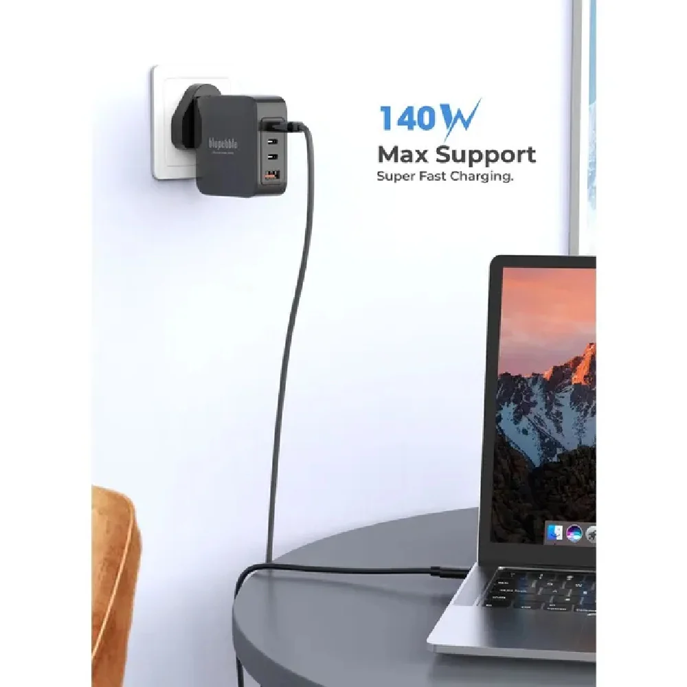 Blupebble 4-Port PD GaN Fast Charger 140W Black - Image 2