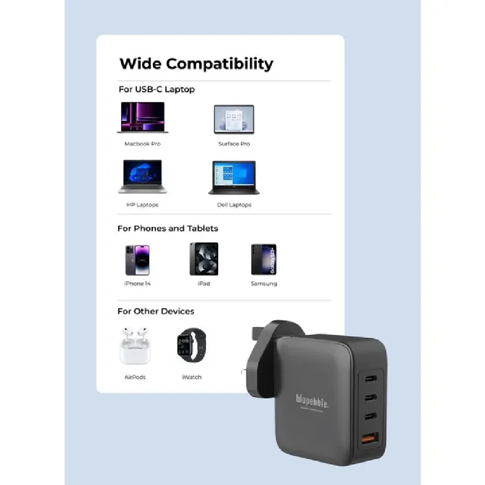 Blupebble 4-Port PD GaN Fast Charger 140W Black - Image 3