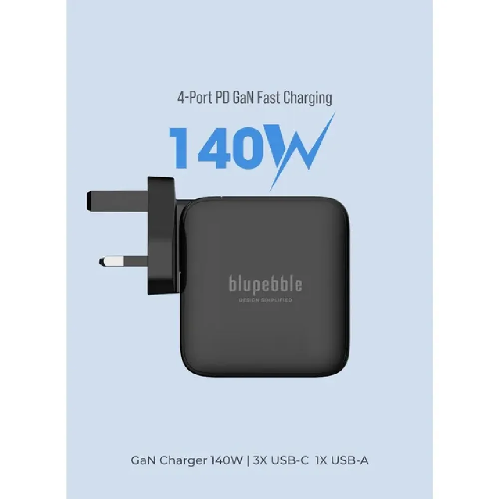 Blupebble 4-Port PD GaN Fast Charger 140W Black - Image 5