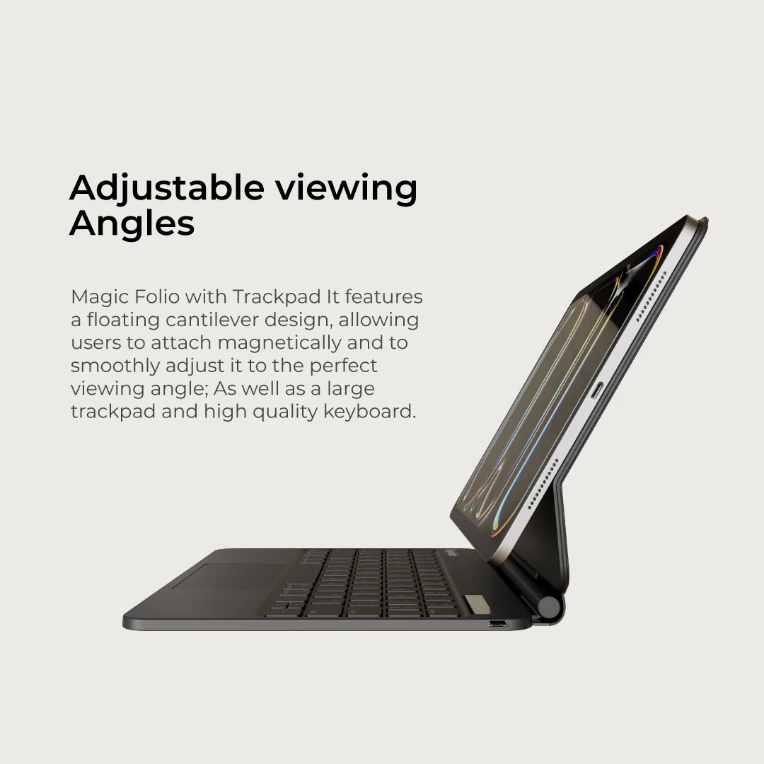 Blupebble iPad Pro 13-inch Magic Folio with Trackpad Keyboard Eng/Arb, Black - Image 5