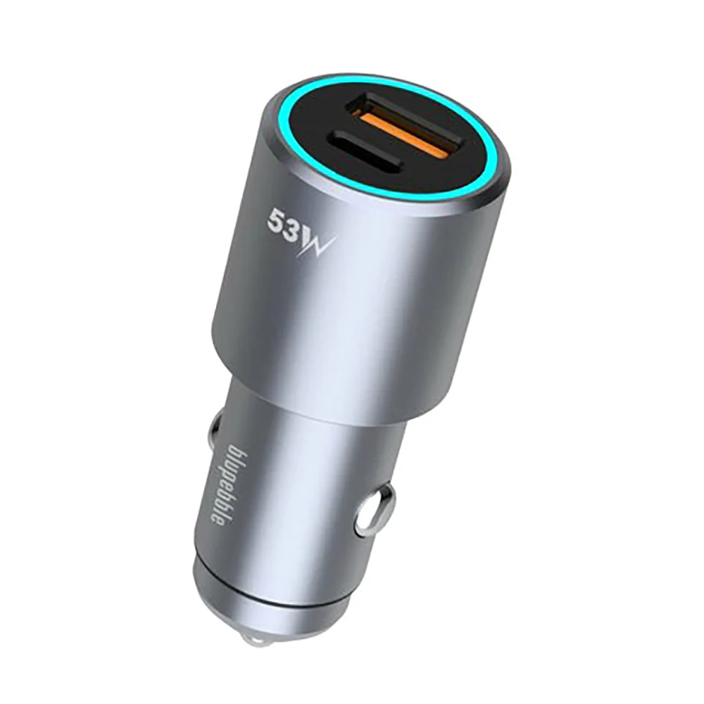 Blupebble NaviPower Fast Car Charger with 2 Ports 53W Grey
