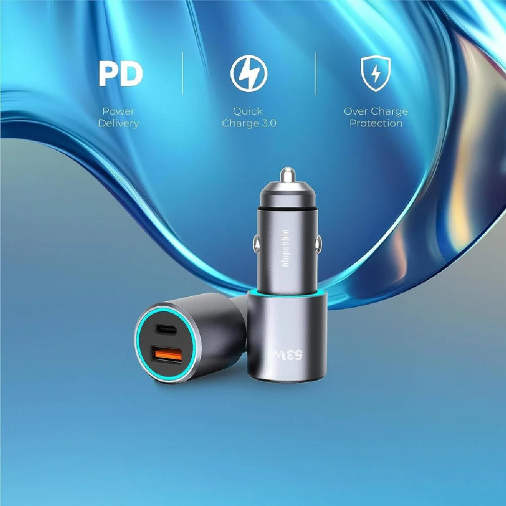 Blupebble NaviPower Fast Car Charger with 2 Ports 53W Grey - Image 6