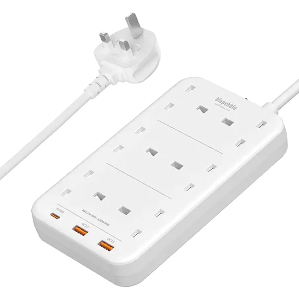 Blupebble 6 Plug Surge Protection Power Strip White