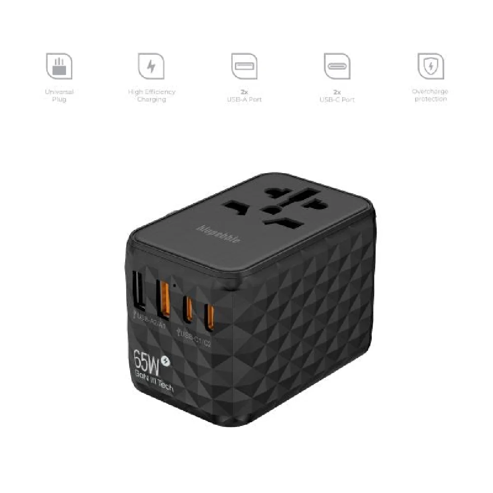 Blupebble Passport 2.1 World Travel Adapter Black - Image 3