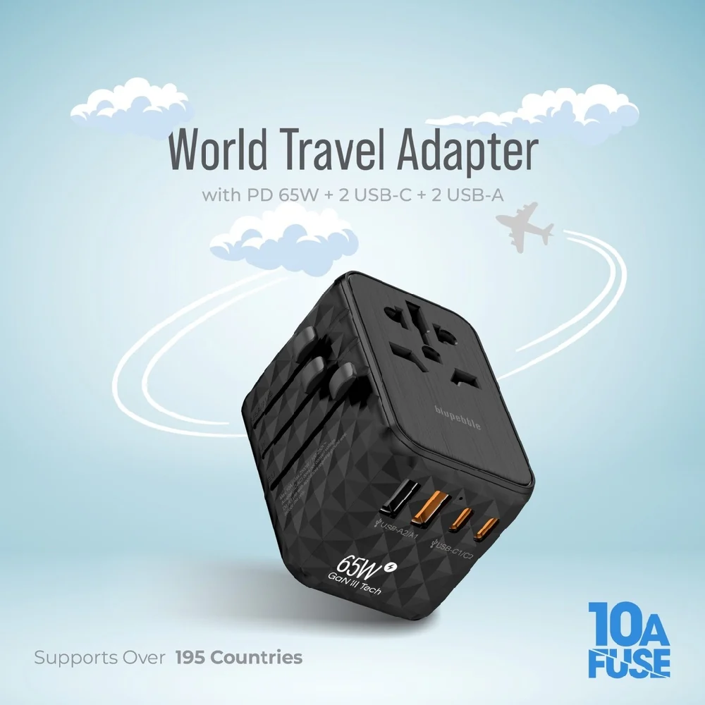 Blupebble Passport 2.1 World Travel Adapter Black - Image 5