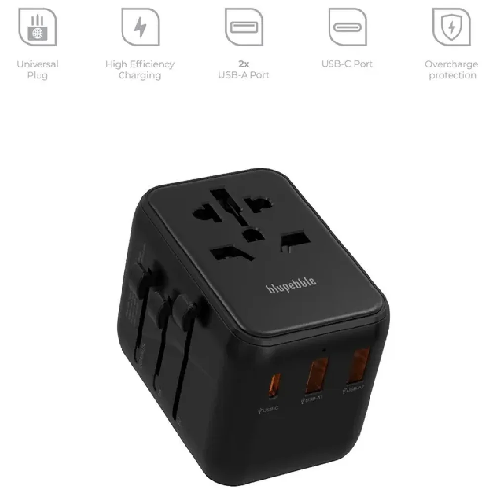 Blupebble Passport 3.1 World Travel Adapter Black - Image 2