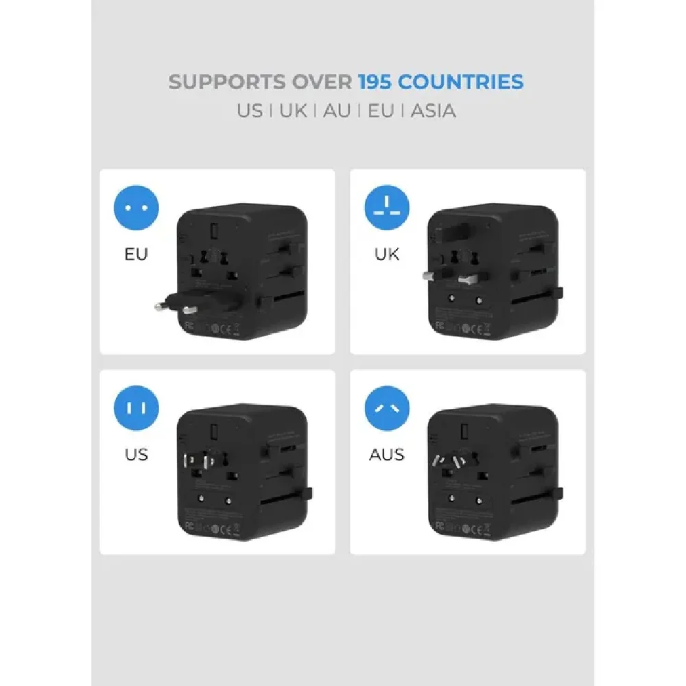 Blupebble Passport 3.1 World Travel Adapter Black - Image 3