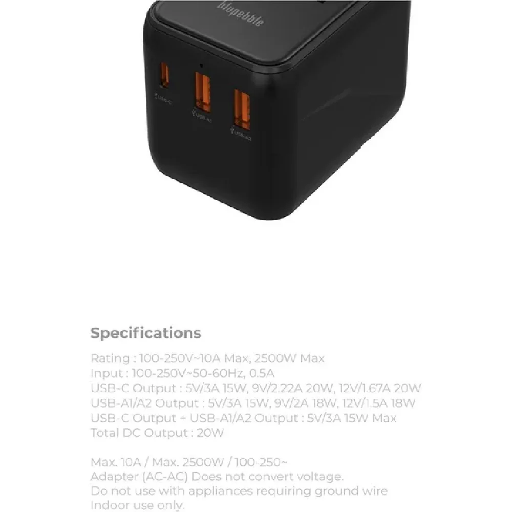 Blupebble Passport 3.1 World Travel Adapter Black - Image 4
