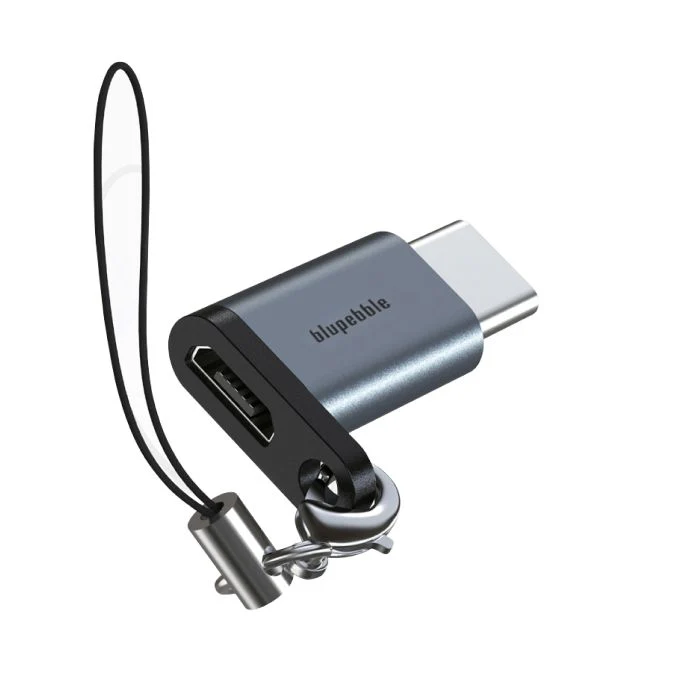 Blupebble USB-C Male to USB 2.0 Micro B Female OTG Adapter 480 MBPS, Grey
