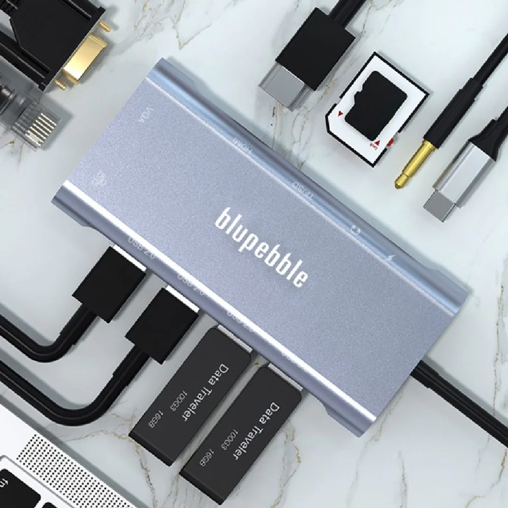 Blupebble C11 11-In-1 Aluminum Multiport Hub Grey - Image 10