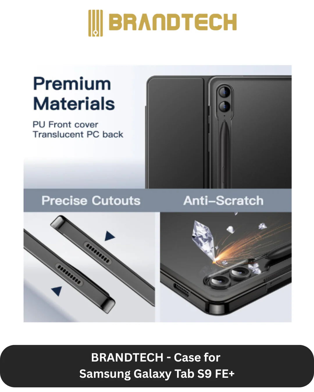 Brandtech Samsung Galaxy Tab S9 FE Plus Cover + Screen Protector - Image 3