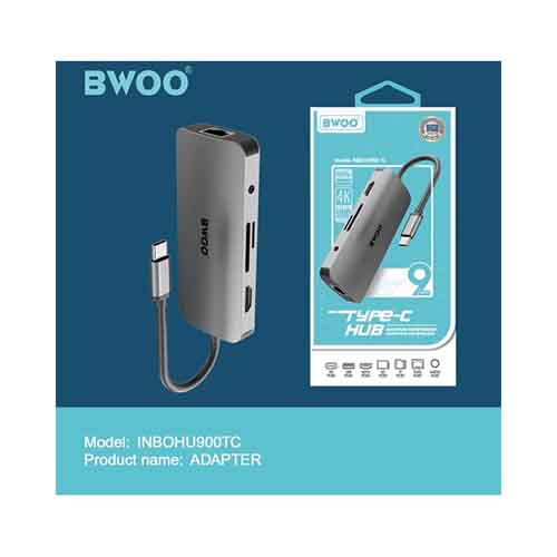 Bwoo 9-In-1 Type-C Audio Port USB Hub Grey - Image 2