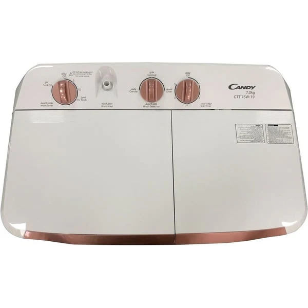 Candy 7kg Wash / 5.6kg Spin Twin Tub, White, CTT 75W-19 - Image 3