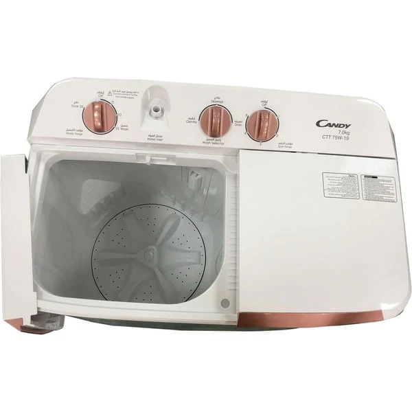 Candy 7kg Wash / 5.6kg Spin Twin Tub, White, CTT 75W-19 - Image 5