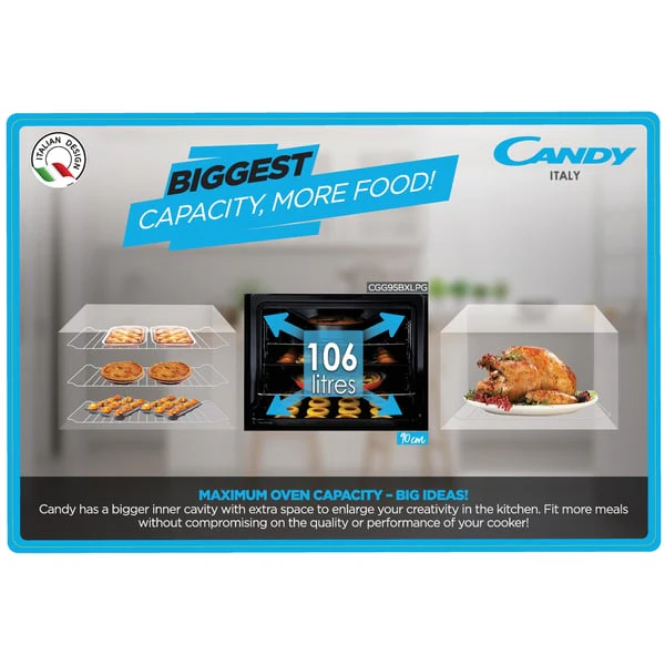 Candy Gas Cooker 90cm, CGG95BXLPG, 5 Gas Burner -Gaz Oven, Gaz grill - Image 2