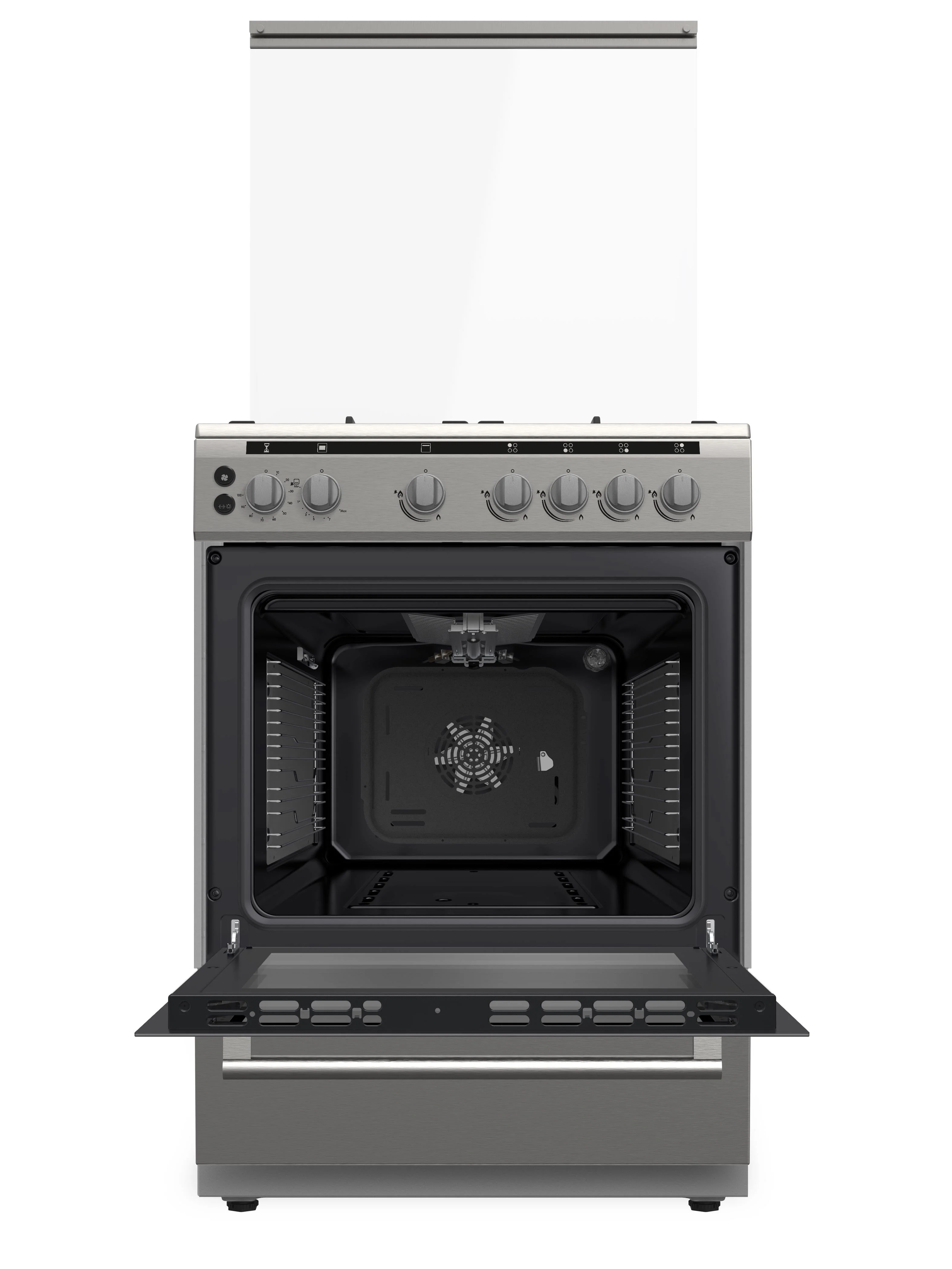 Daewoo Gas Cooker with Gas Oven 60cm, cast iron, 65 litre capacity, Full safety, Convection fan, Double ring burner, Self-cleaning, Sabaf Burner, Stainless steel, DGC-S664HF - Image 2