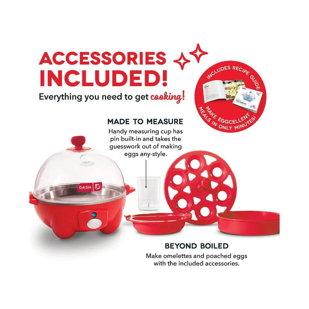 Dash 6 Egg Capacity Electric Egg Cooker Red - Image 5