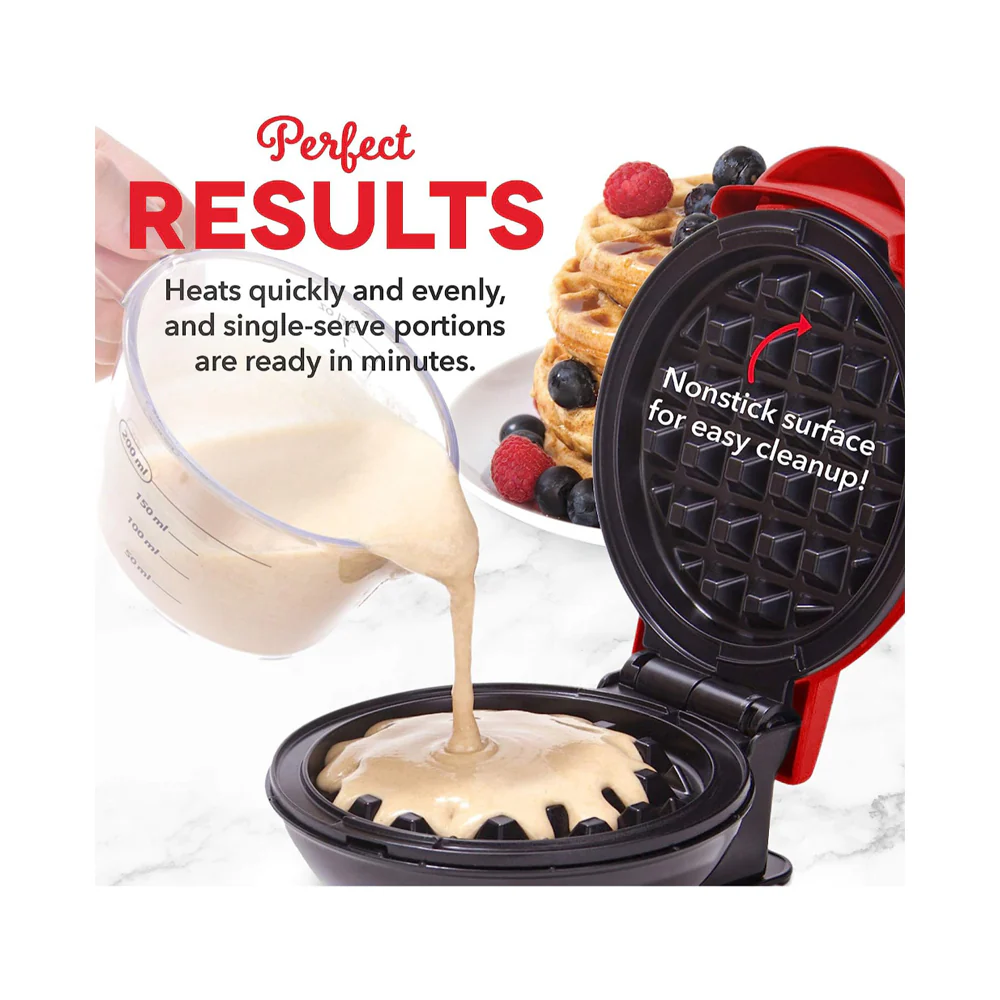 Dash Non-Stick Mini Waffle Maker Red - Image 3