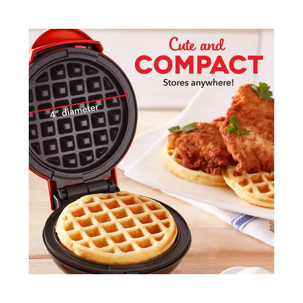 Dash Non-Stick Mini Waffle Maker Red - Image 4