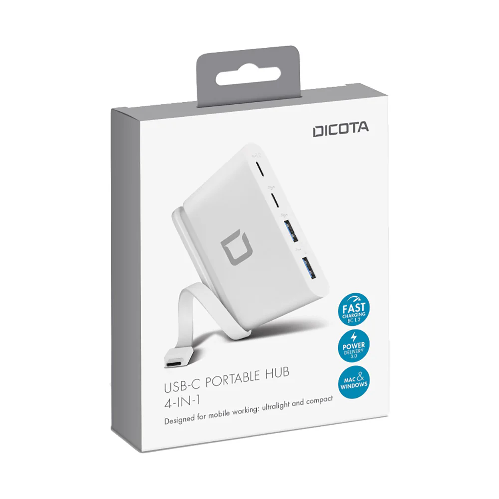 Dicota USB-C Hub 4-in-1 Universal Notebook Charger White - Image 5