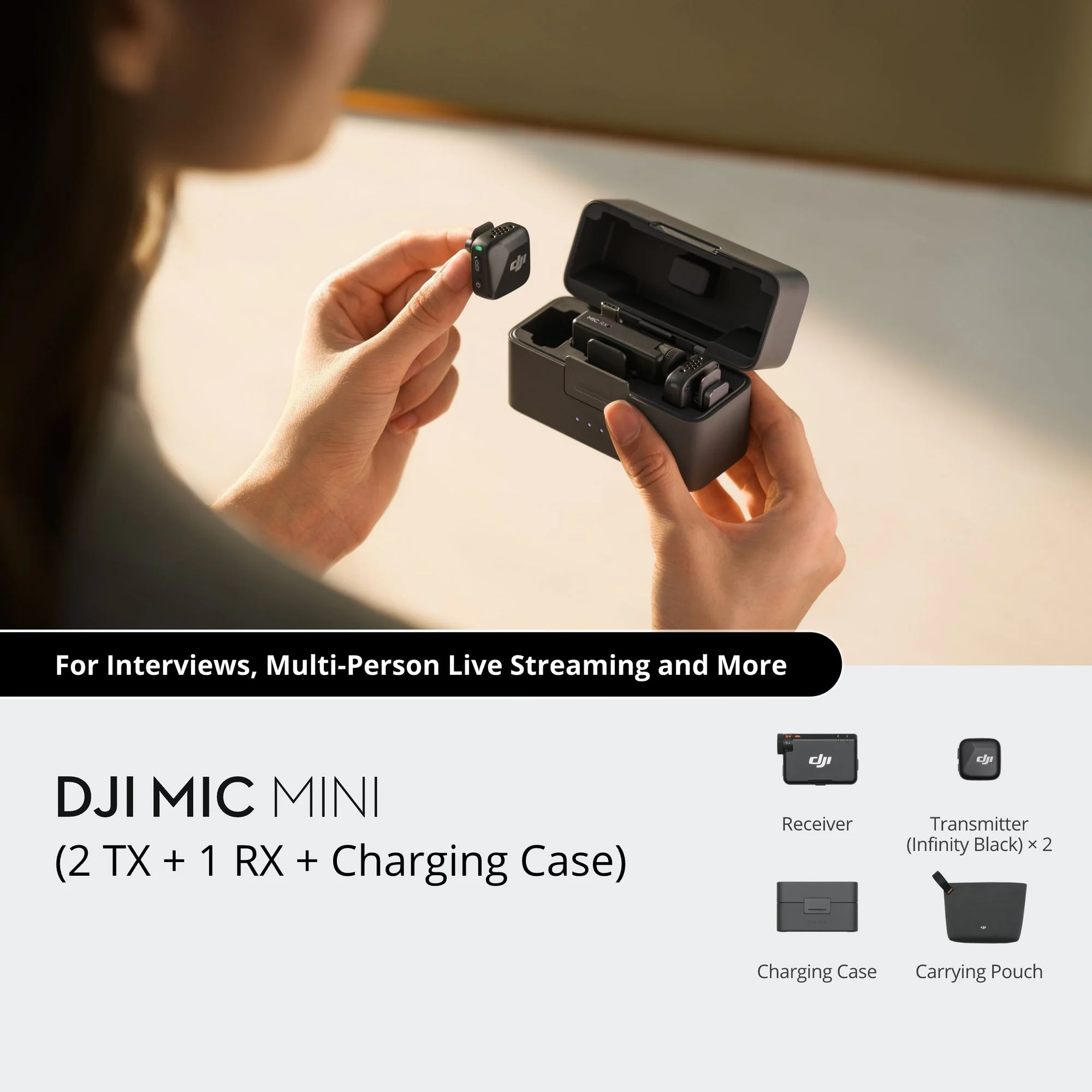 DJI MIC100M MIC MINI (2 TX + 1 RX + CHARGING CASE) - Image 2