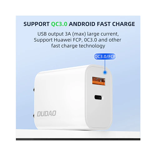 Dudao 22.5W Dual Port Power Wall Charger White - Image 5