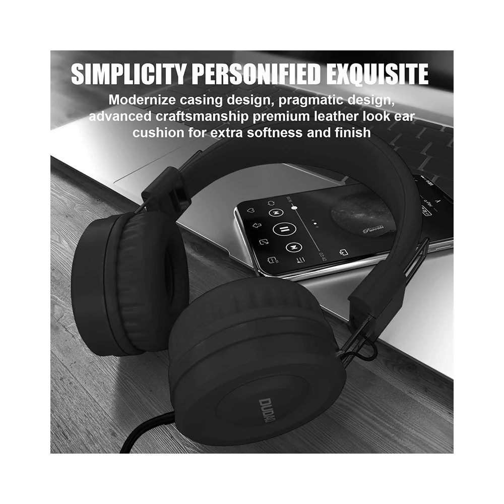 Dudao On-Ear 3.5mm Wired Headphones Black - Image 7