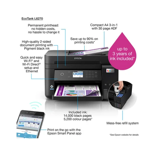 Epson EcoTank L6270 Wi-Fi Duplex All-In-One Printer Black - Image 4