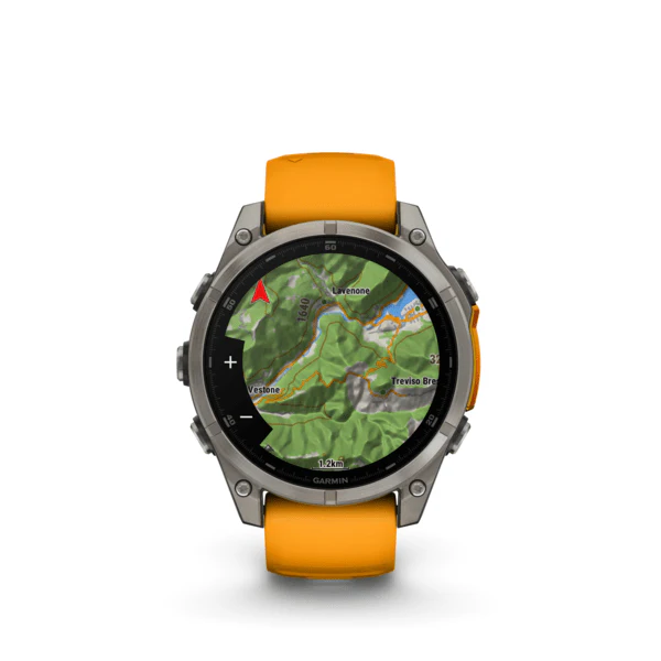 GARMIN FENIX 8 - 47 MM, AMOLED, SAPPHIRE TITANIUM WITH SPARK
ORANGE/GRAPHITE SILICONE BAND - Image 4