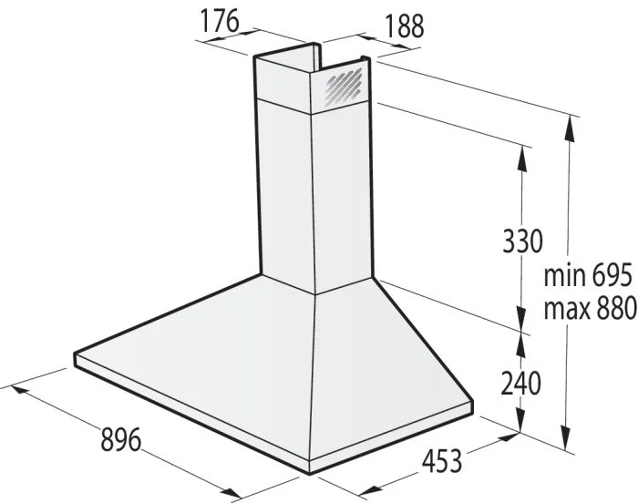 Gorenje Built in Wall Mounted Hood, 90 cm, Pyramid Design, Stainless Steel, WHC924EX - Image 5