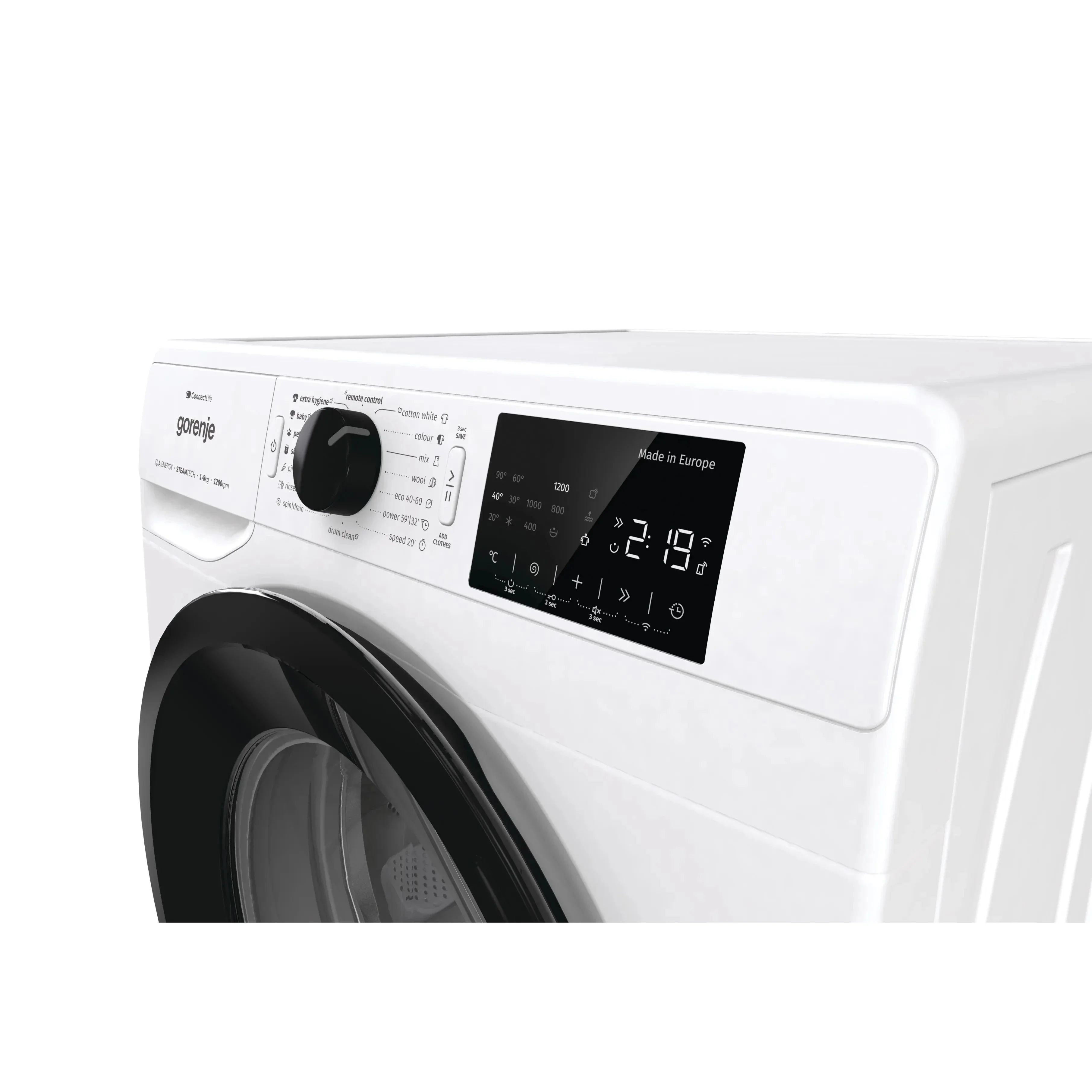 Gorenje Smart Front Load Washing Machine, 8KG, Wi-Fi, 1200 RPM, White, WPNEI82A1SWIFI - Image 4