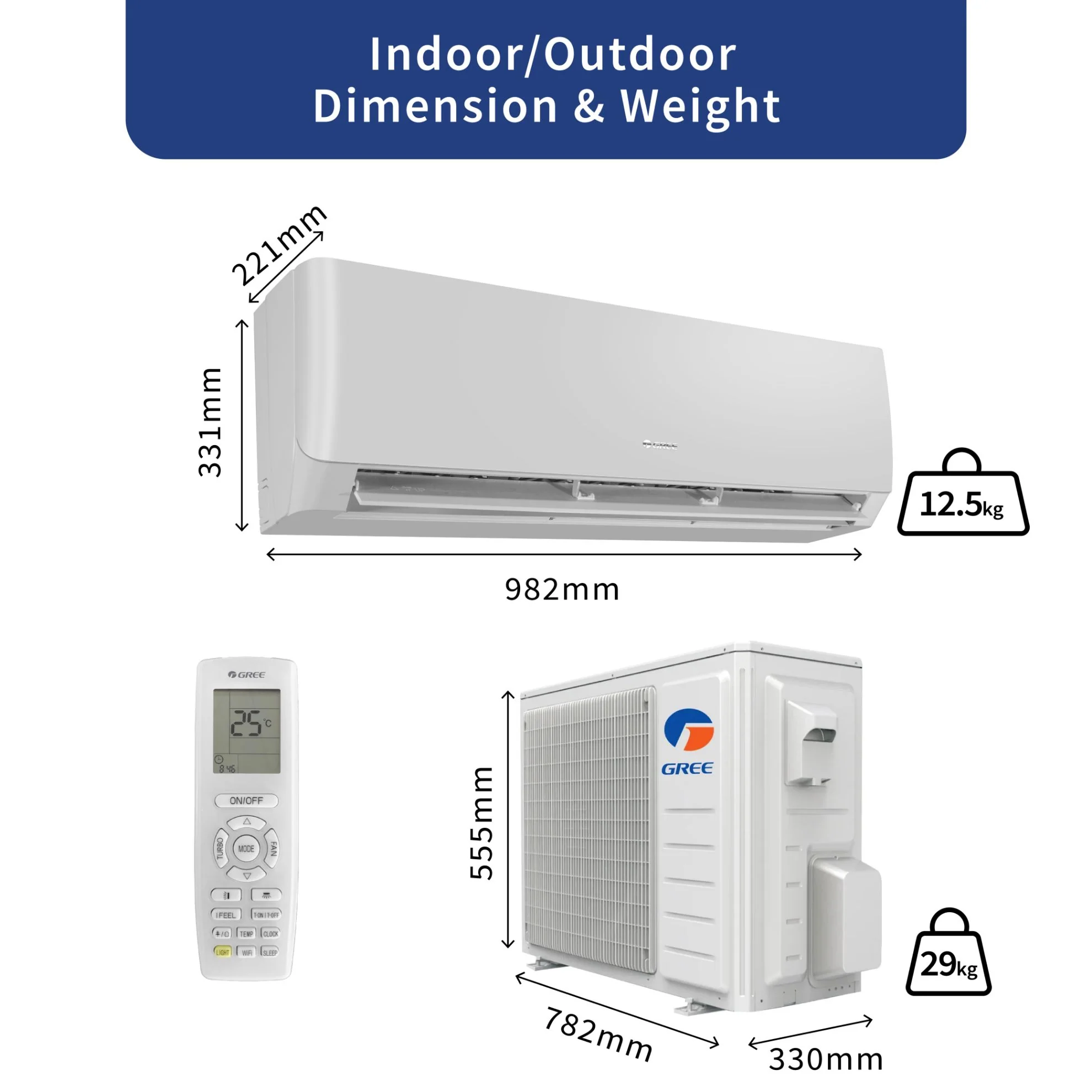 Gree Split AC 1.0 Ton, Rotary Compressor, R410 Gas, Gold Fin Coating, Turbo mode, Remote control, White, PULAR-R12C3 - Image 3