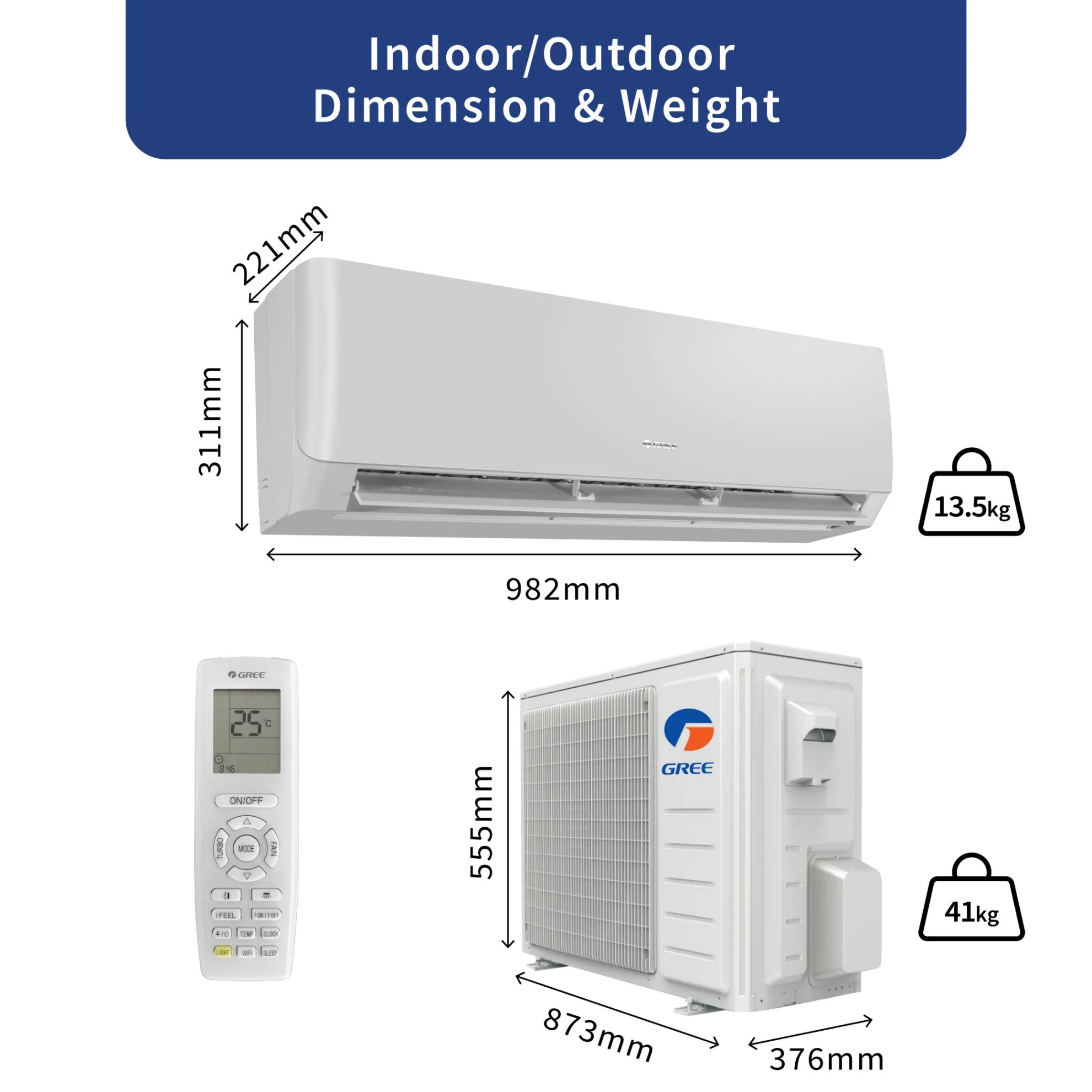 Gree Split AC 1.5 Ton, Rotary Compressor, R410 Gas, Gold Fin Coating, Turbo mode, Remote control, White, PULAR-R18C3 - Image 3